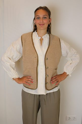camel bruin dames teddy gilet