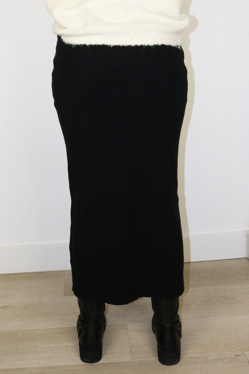 Gebreide Rok Split Zwart - Image 4