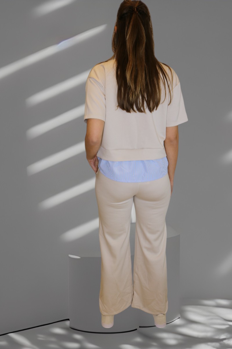 Set Korte mouw met blouse Beige - Image 3