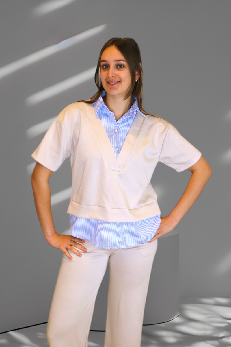 Set Korte mouw met blouse Beige - Image 4