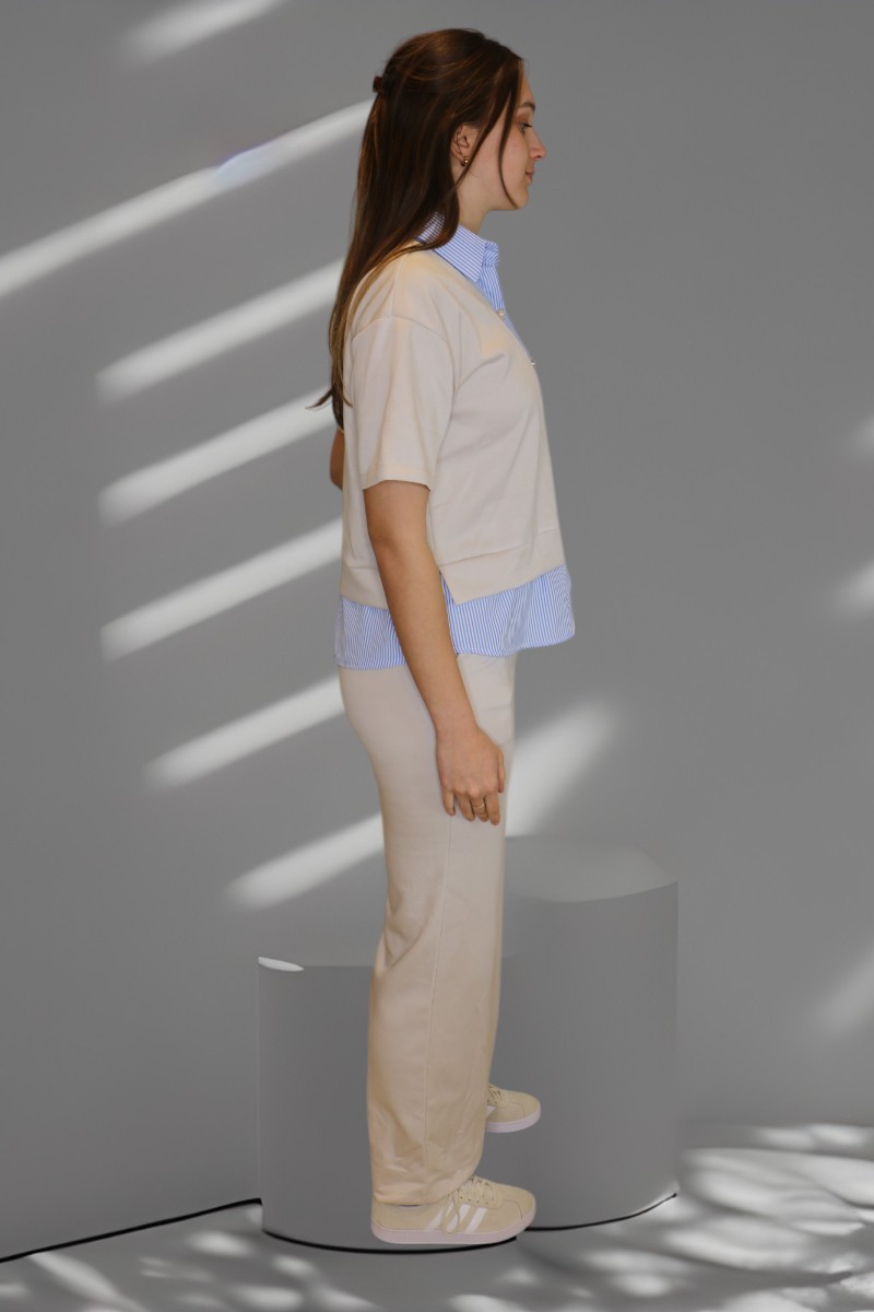 Set Korte mouw met blouse Beige - Image 2