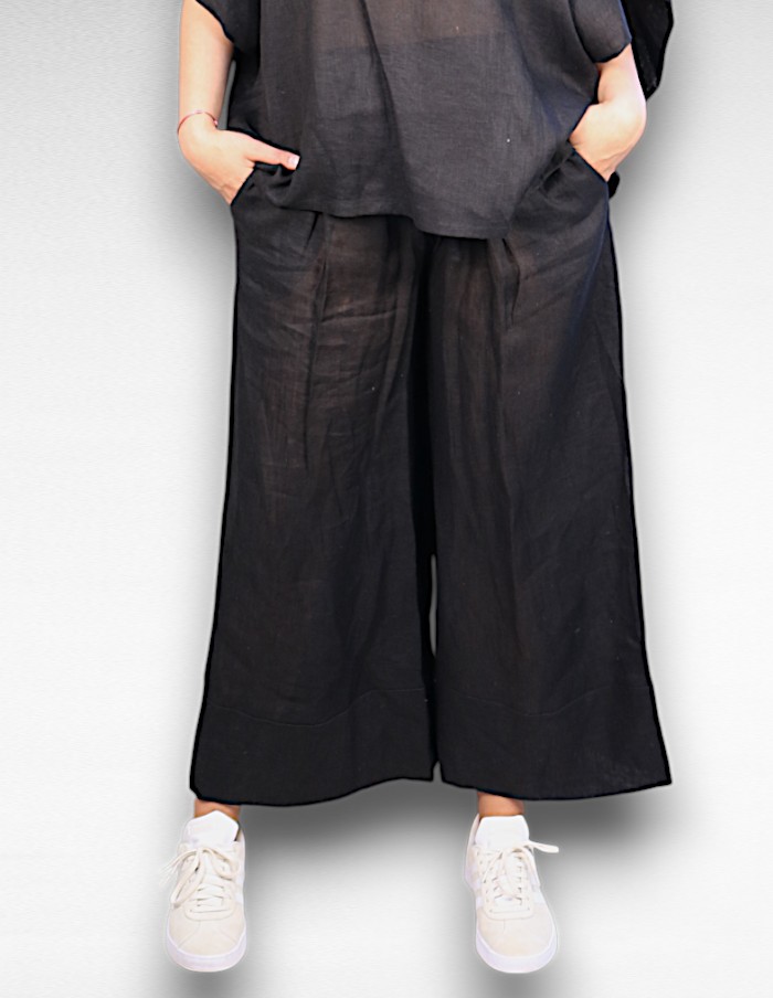 zwarte linnen broek