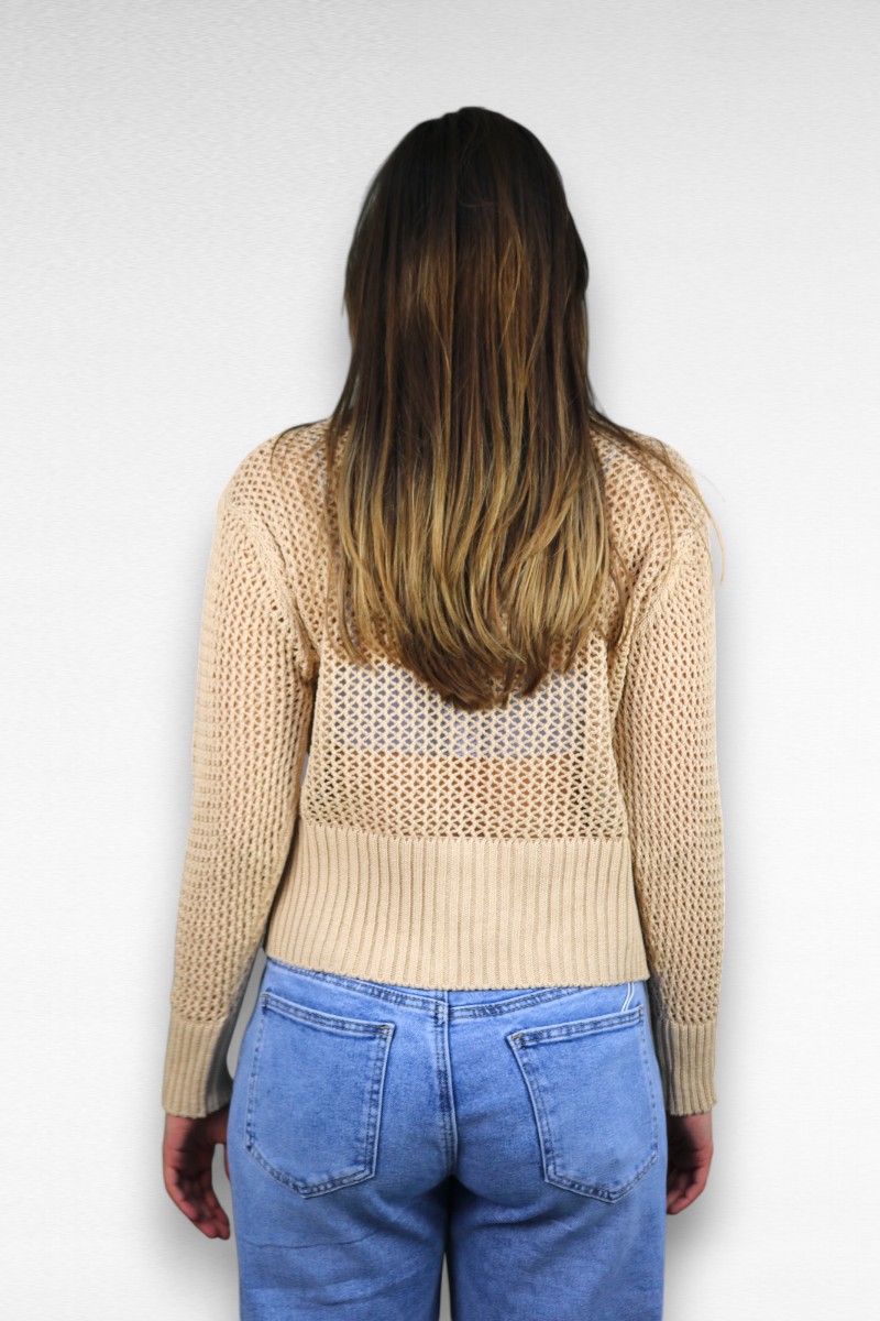 Open gewerkt beige vest - Image 3