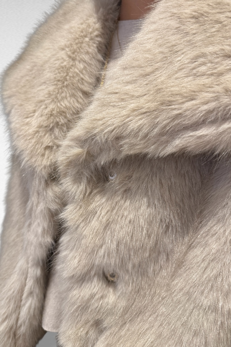 Fur Jas Kraag Beige - Image 3