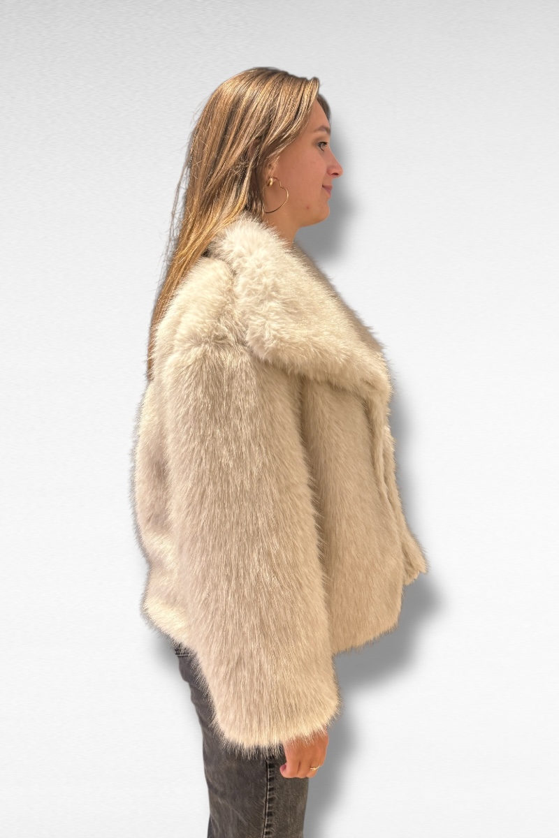 Fur Jas Kraag Beige - Image 2