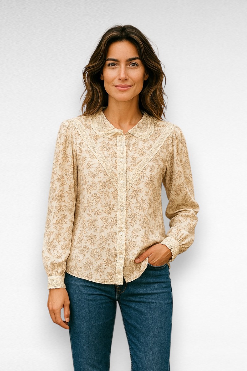 beige printblouse