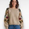 beige bloemen trui