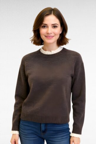 bruine trui met rouches