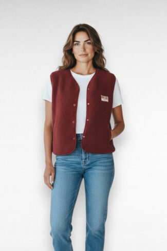 rood teddy gilet