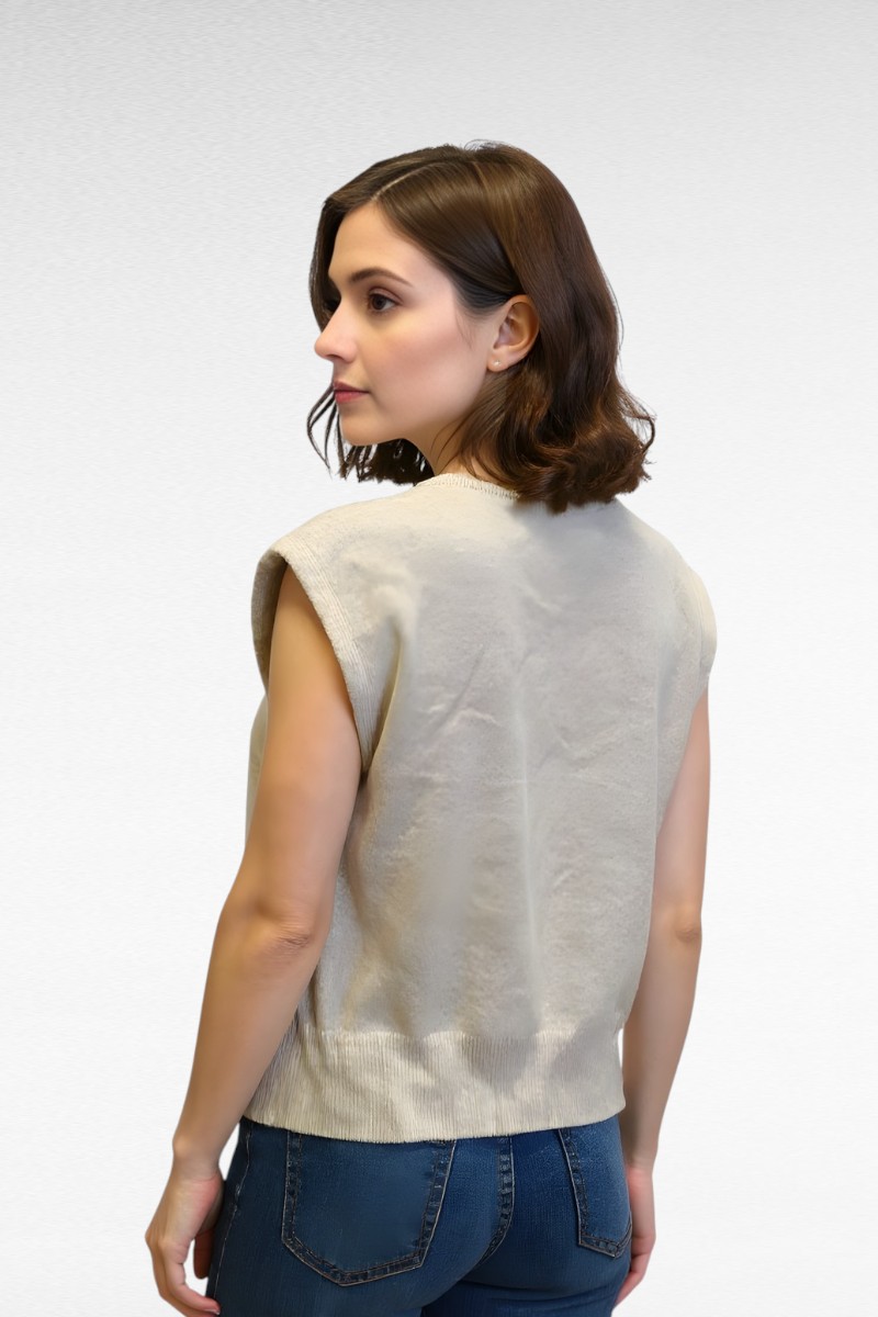 Mouwloze Trui Ecru - Image 2