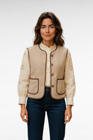 teddy gilet beige