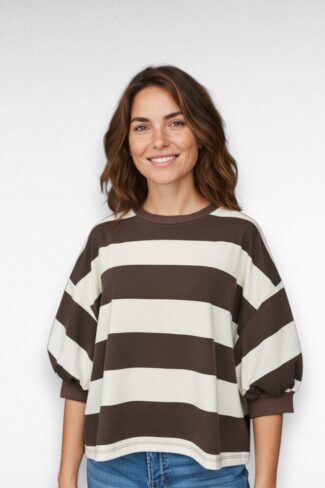 bruine streep trui