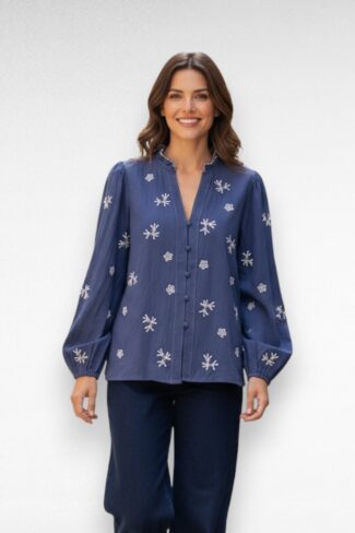 blauwe blouse