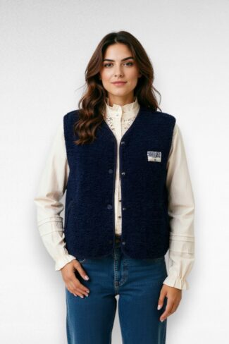 donker blauw teddy gilet