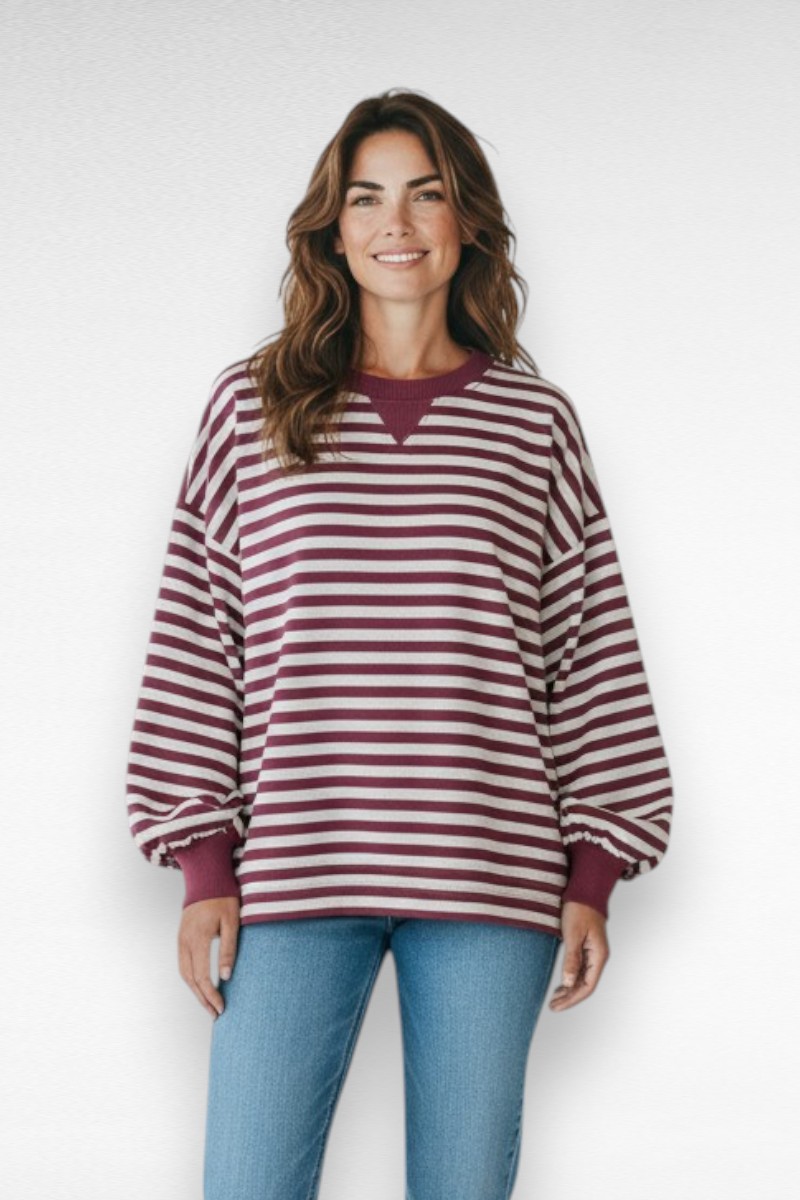 rood grijs gestreepte trui