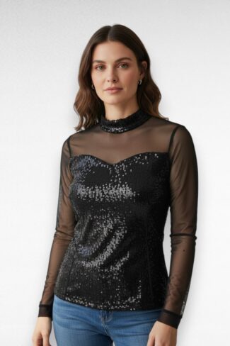 zwarte glitter top
