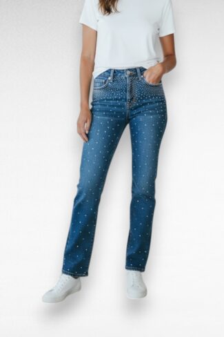 rechte jeans met strass