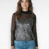 transparante glitter top