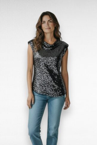 zwart zilveren glitter top