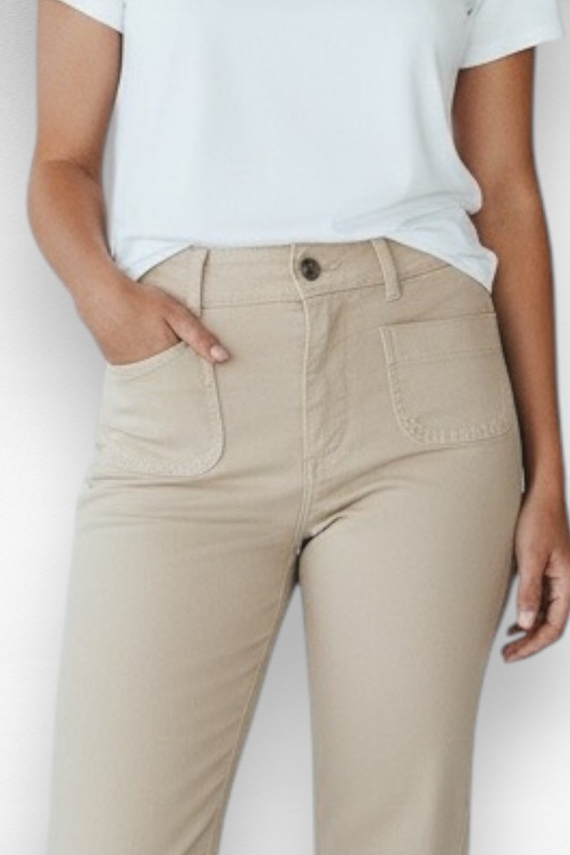 Jeans Flare hoge taille licht taupe - Image 2