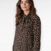 stippen blouse bruin