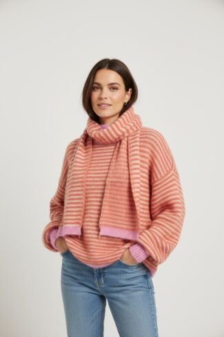 streep trui met sjaal