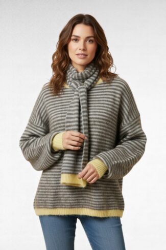bruin geel streep trui