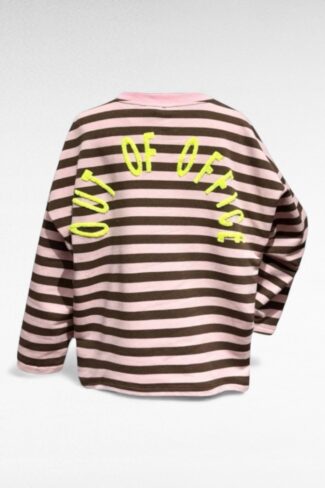 bruine roze streep trui