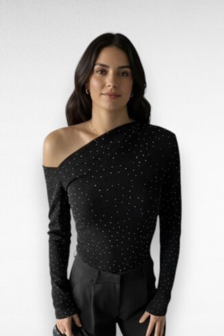 zwarte top met glitters