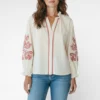 blouse rood borduur bloemen