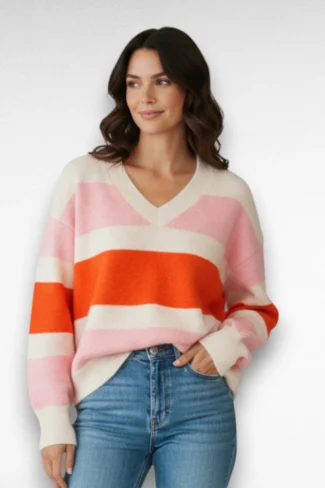 roze streep trui