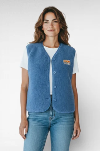midden blauw teddy gilet
