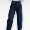blauwe barrel jeans