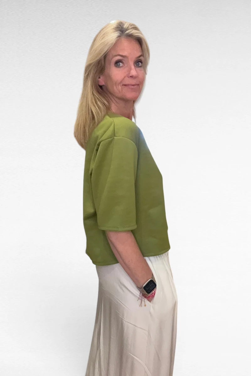 Sweater Korte mouw Olijf - Afbeelding 2