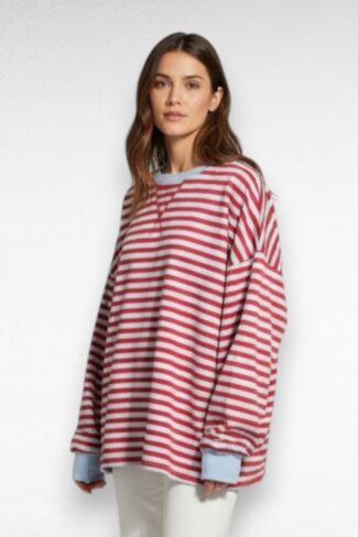 rood lichtblauwe streep trui