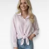 knoop blouse roze