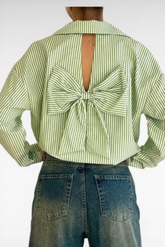 Blouse strepen Strik Groen