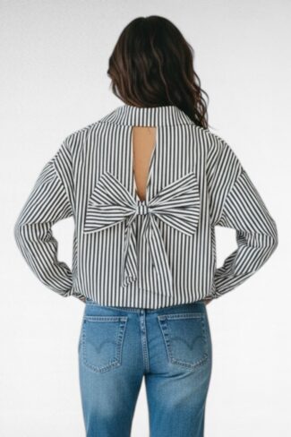 Blouse strepen Strik Donker blauw