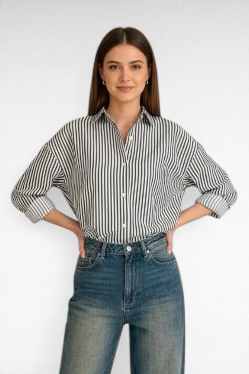 Blouse strepen Strik Licht Blauw - Image 2