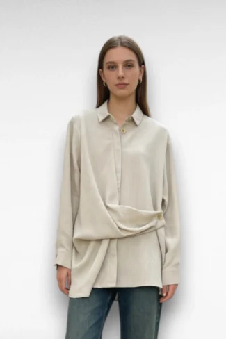 wijde overslag blouse