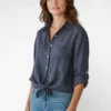 blauwe blouse linnen