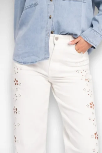 Alternative view of Witte jeans open Bloemen