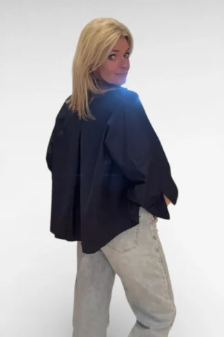 Alternative view of Wijde blouse Donker blauw