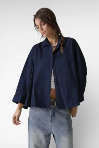 donker blauwe blouse