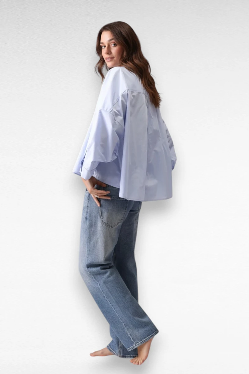 Wijde blouse zacht blauw - Image 2