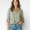 groene linnen blouse