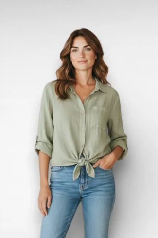 groene linnen blouse