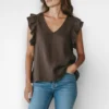 bruine linnen top