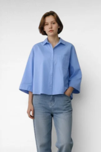 licht blauw blouse