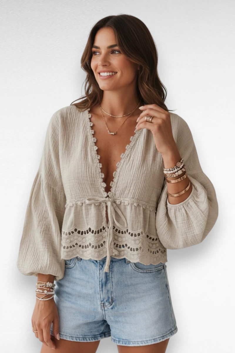 beige blouse
